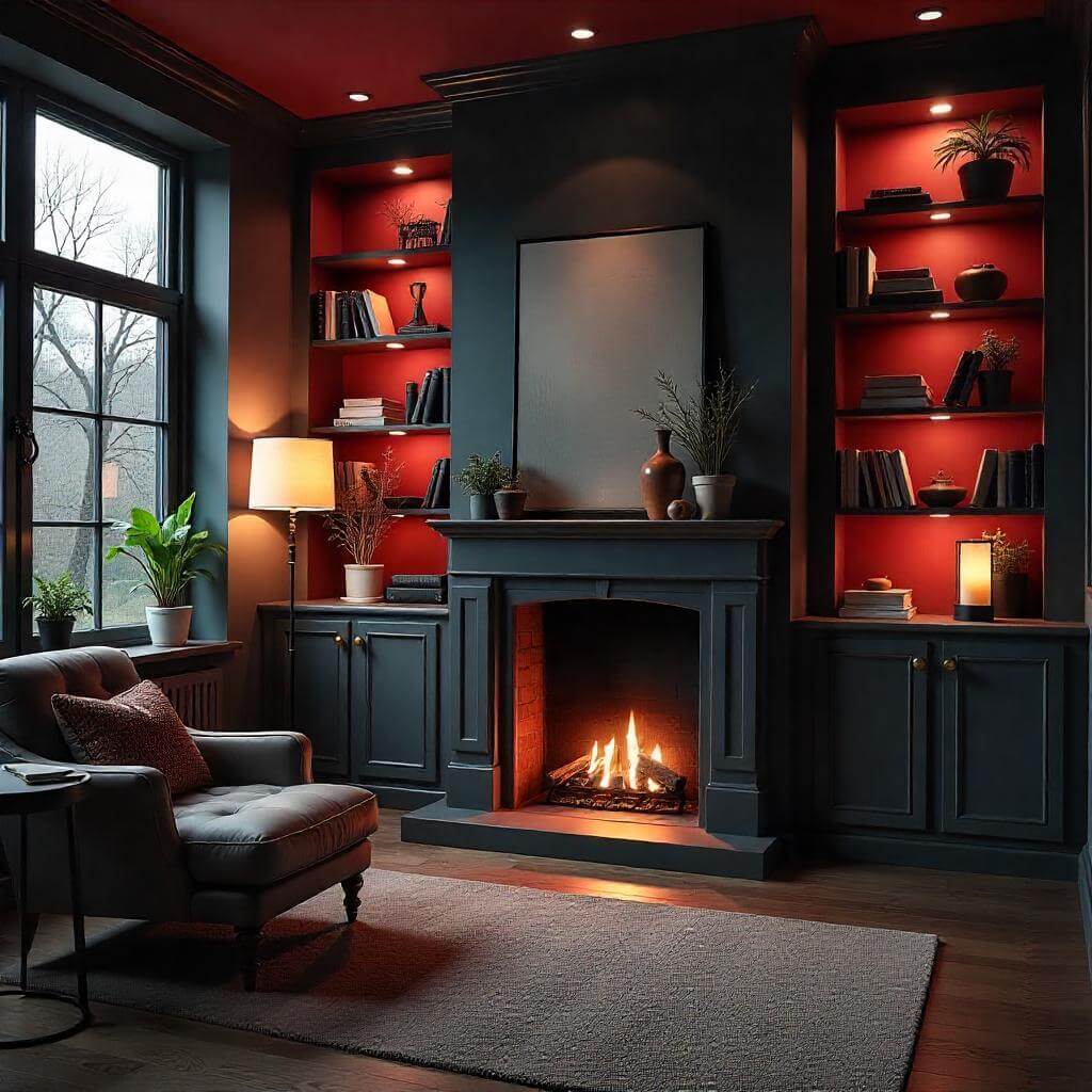 Grey and red wall color combination